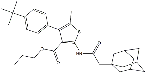 propyl 2-[(1-adamantylacetyl)amino]-4-(4-tert-butylphenyl)-5-methyl-3-thiophenecarboxylate Structure