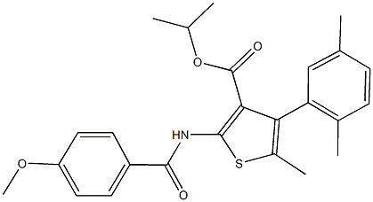 isopropyl 4-(2,5-dimethylphenyl)-2-[(4-methoxybenzoyl)amino]-5-methyl-3-thiophenecarboxylate 구조식 이미지