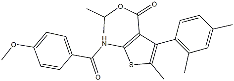 isopropyl 4-(2,4-dimethylphenyl)-2-[(4-methoxybenzoyl)amino]-5-methyl-3-thiophenecarboxylate 구조식 이미지