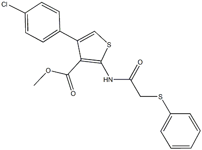 methyl 4-(4-chlorophenyl)-2-{[(phenylsulfanyl)acetyl]amino}-3-thiophenecarboxylate 구조식 이미지