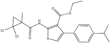 ethyl 2-{[(2,2-dichloro-1-methylcyclopropyl)carbonyl]amino}-4-(4-isopropylphenyl)-3-thiophenecarboxylate 구조식 이미지