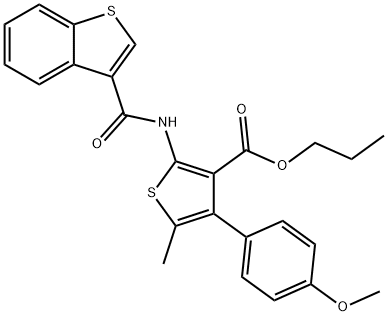 propyl 2-[(1-benzothien-3-ylcarbonyl)amino]-4-(4-methoxyphenyl)-5-methyl-3-thiophenecarboxylate 구조식 이미지