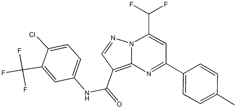 N-[4-chloro-3-(trifluoromethyl)phenyl]-7-(difluoromethyl)-5-(4-methylphenyl)pyrazolo[1,5-a]pyrimidine-3-carboxamide 구조식 이미지