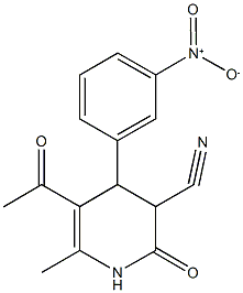 5-acetyl-4-{3-nitrophenyl}-6-methyl-2-oxo-1,2,3,4-tetrahydropyridine-3-carbonitrile Structure