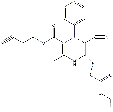 2-cyanoethyl 5-cyano-6-[(2-ethoxy-2-oxoethyl)sulfanyl]-2-methyl-4-phenyl-1,4-dihydropyridine-3-carboxylate Structure