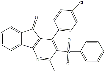 4-(4-chlorophenyl)-2-methyl-3-(phenylsulfonyl)-5H-indeno[1,2-b]pyridin-5-one Structure
