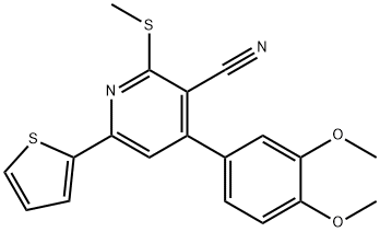 4-(3,4-dimethoxyphenyl)-2-(methylsulfanyl)-6-(2-thienyl)nicotinonitrile 구조식 이미지