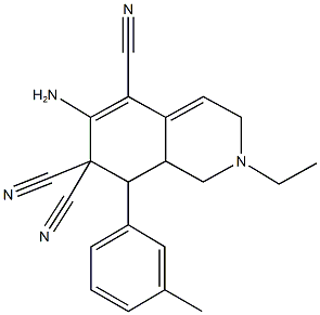 6-amino-2-ethyl-8-(3-methylphenyl)-2,3,8,8a-tetrahydroisoquinoline-5,7,7(1H)-tricarbonitrile Structure