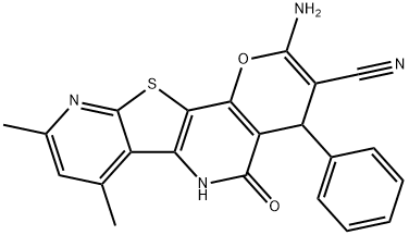 2-amino-7,9-dimethyl-5-oxo-4-phenyl-5,6-dihydro-4H-pyrano[2,3-d]pyrido[3',2':4,5]thieno[3,2-b]pyridine-3-carbonitrile Structure