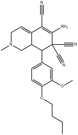 6-amino-8-(4-butoxy-3-methoxyphenyl)-2-methyl-2,3,8,8a-tetrahydro-5,7,7(1H)-isoquinolinetricarbonitrile Structure