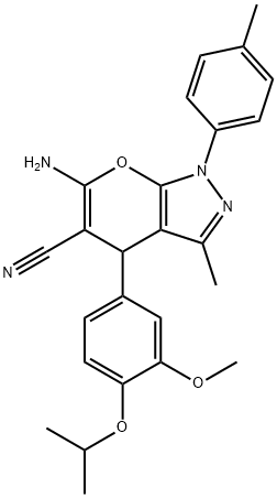 6-amino-4-(4-isopropoxy-3-methoxyphenyl)-3-methyl-1-(4-methylphenyl)-1,4-dihydropyrano[2,3-c]pyrazole-5-carbonitrile 구조식 이미지