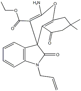 ethyl 1'-allyl-2-amino-7,7-dimethyl-2',5-dioxo-1',3',5,6,7,8-hexahydrospiro[4H-chromene-4,3'-(2'H)-indole]-3-carboxylate 구조식 이미지