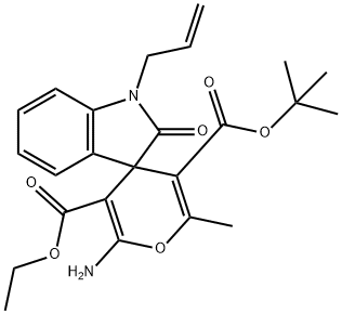 3-ethyl 5-tert-butyl 1'-allyl-2-amino-1',3'-dihydro-6-methyl-2'-oxospiro[4H-pyran-4,3'-(2'H)-indole]-3,5-dicarboxylate 구조식 이미지