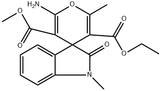 5-ethyl 3-methyl 2-amino-1',3'-dihydro-1',6-dimethyl-2'-oxospiro(4H-pyran-4,3'-(2'H)-indole]-3,5-dicarboxylate Structure