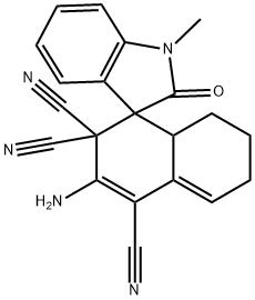 2-amino-1',3'-dihydro-1'-methyl-2'-oxo-4a,5,6,7-tetrahydro-1,3,3(4h)-tricyanospiro[naphthalene-4,3'-(2'H)-indole] Structure