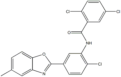 2,5-dichloro-N-[2-chloro-5-(5-methyl-1,3-benzoxazol-2-yl)phenyl]benzamide Structure