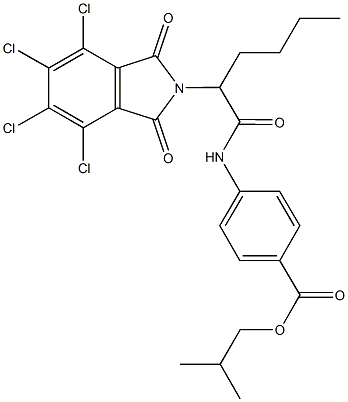 isobutyl 4-{[2-(4,5,6,7-tetrachloro-1,3-dioxo-1,3-dihydro-2H-isoindol-2-yl)hexanoyl]amino}benzoate Structure