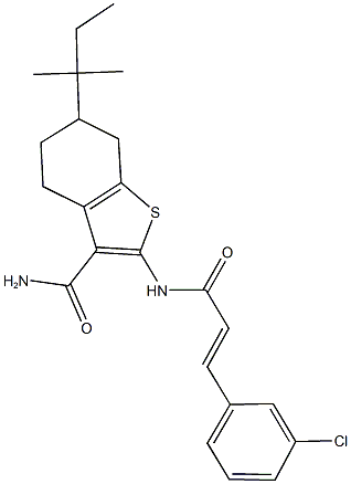 2-{[3-(3-chlorophenyl)acryloyl]amino}-6-tert-pentyl-4,5,6,7-tetrahydro-1-benzothiophene-3-carboxamide 구조식 이미지