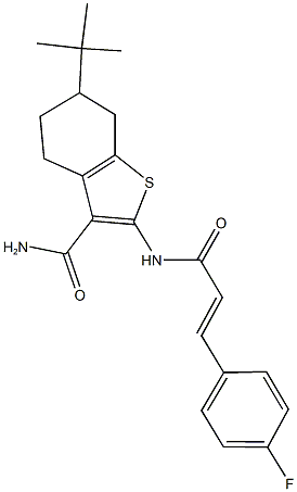 6-tert-butyl-2-{[3-(4-fluorophenyl)acryloyl]amino}-4,5,6,7-tetrahydro-1-benzothiophene-3-carboxamide 구조식 이미지