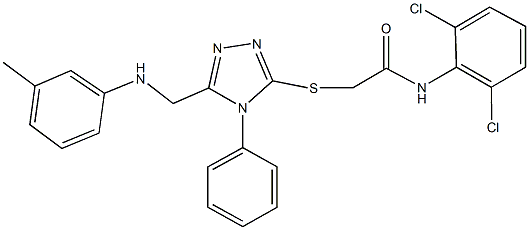 N-(2,6-dichlorophenyl)-2-{[4-phenyl-5-(3-toluidinomethyl)-4H-1,2,4-triazol-3-yl]sulfanyl}acetamide 구조식 이미지