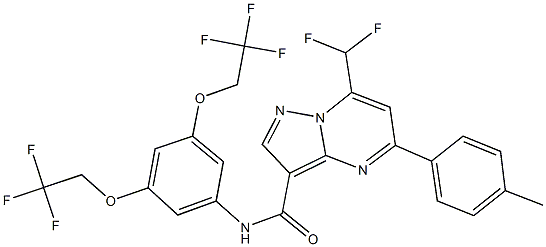 N-[3,5-bis(2,2,2-trifluoroethoxy)phenyl]-7-(difluoromethyl)-5-(4-methylphenyl)pyrazolo[1,5-a]pyrimidine-3-carboxamide 구조식 이미지