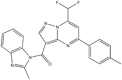 7-(difluoromethyl)-3-[(2-methyl-1H-benzimidazol-1-yl)carbonyl]-5-(4-methylphenyl)pyrazolo[1,5-a]pyrimidine 구조식 이미지