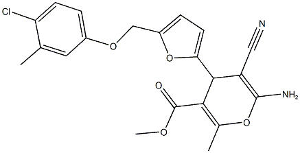 methyl 6-amino-4-{5-[(4-chloro-3-methylphenoxy)methyl]-2-furyl}-5-cyano-2-methyl-4H-pyran-3-carboxylate Structure