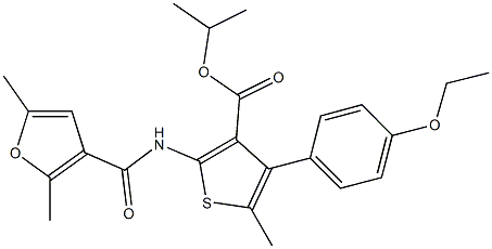 isopropyl 2-[(2,5-dimethyl-3-furoyl)amino]-4-(4-ethoxyphenyl)-5-methyl-3-thiophenecarboxylate 구조식 이미지