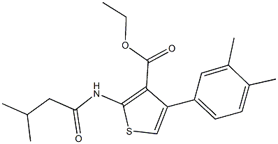 ethyl 4-(3,4-dimethylphenyl)-2-[(3-methylbutanoyl)amino]-3-thiophenecarboxylate Structure