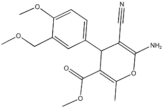 methyl 6-amino-5-cyano-4-[4-methoxy-3-(methoxymethyl)phenyl]-2-methyl-4H-pyran-3-carboxylate Structure