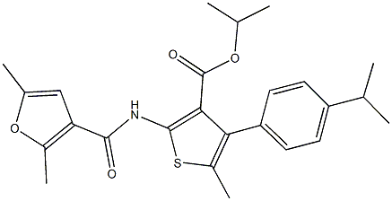 isopropyl 2-[(2,5-dimethyl-3-furoyl)amino]-4-(4-isopropylphenyl)-5-methyl-3-thiophenecarboxylate 구조식 이미지
