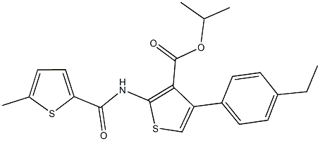 isopropyl 4-(4-ethylphenyl)-2-{[(5-methyl-2-thienyl)carbonyl]amino}-3-thiophenecarboxylate 구조식 이미지