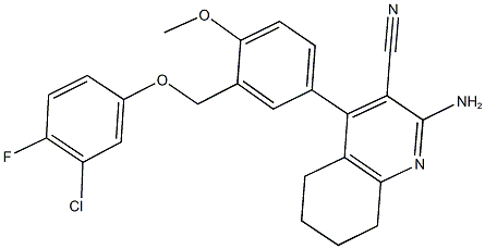 2-amino-4-{3-[(3-chloro-4-fluorophenoxy)methyl]-4-methoxyphenyl}-5,6,7,8-tetrahydro-3-quinolinecarbonitrile Structure