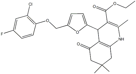 ethyl 4-{5-[(2-chloro-4-fluorophenoxy)methyl]-2-furyl}-2,7,7-trimethyl-5-oxo-1,4,5,6,7,8-hexahydro-3-quinolinecarboxylate Structure