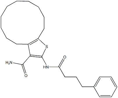 2-[(4-phenylbutanoyl)amino]-4,5,6,7,8,9,10,11,12,13-decahydrocyclododeca[b]thiophene-3-carboxamide 구조식 이미지