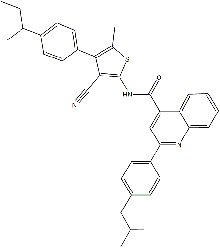 N-[4-(4-sec-butylphenyl)-3-cyano-5-methyl-2-thienyl]-2-(4-isobutylphenyl)-4-quinolinecarboxamide Structure