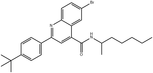 6-bromo-2-(4-tert-butylphenyl)-N-(1-methylhexyl)-4-quinolinecarboxamide 구조식 이미지