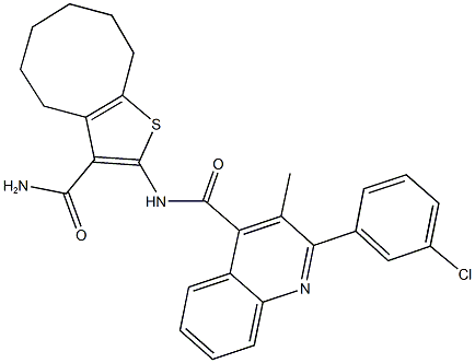N-[3-(aminocarbonyl)-4,5,6,7,8,9-hexahydrocycloocta[b]thien-2-yl]-2-(3-chlorophenyl)-3-methyl-4-quinolinecarboxamide Structure