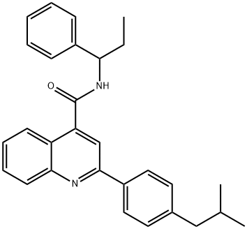 2-(4-isobutylphenyl)-N-(1-phenylpropyl)-4-quinolinecarboxamide 구조식 이미지