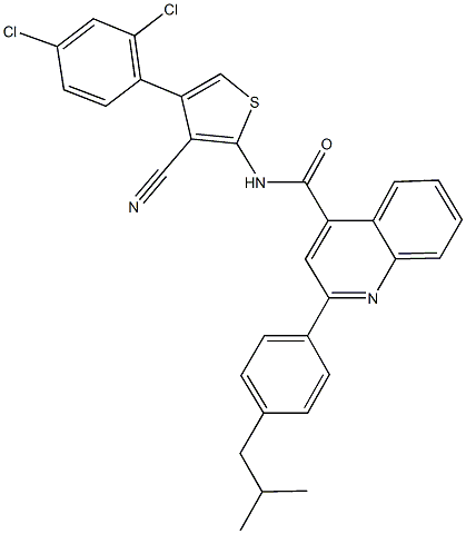 N-[3-cyano-4-(2,4-dichlorophenyl)-2-thienyl]-2-(4-isobutylphenyl)-4-quinolinecarboxamide 구조식 이미지