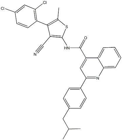 N-[3-cyano-4-(2,4-dichlorophenyl)-5-methyl-2-thienyl]-2-(4-isobutylphenyl)-4-quinolinecarboxamide Structure