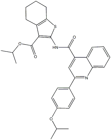 isopropyl 2-({[2-(4-isopropoxyphenyl)-4-quinolinyl]carbonyl}amino)-4,5,6,7-tetrahydro-1-benzothiophene-3-carboxylate 구조식 이미지