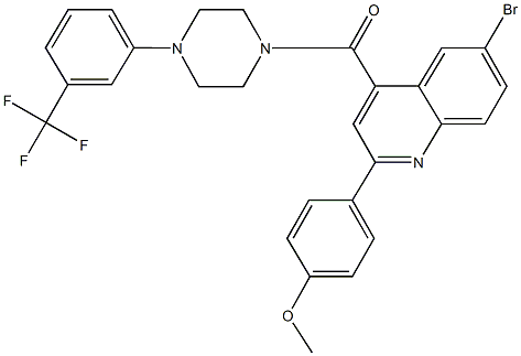 6-bromo-2-(4-methoxyphenyl)-4-({4-[3-(trifluoromethyl)phenyl]-1-piperazinyl}carbonyl)quinoline 구조식 이미지