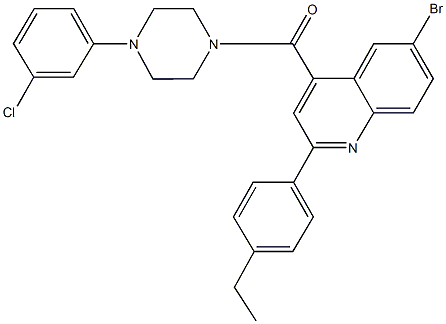 6-bromo-4-{[4-(3-chlorophenyl)-1-piperazinyl]carbonyl}-2-(4-ethylphenyl)quinoline Structure