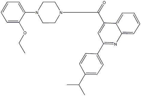 ethyl 2-(4-{[2-(4-isopropylphenyl)-4-quinolinyl]carbonyl}-1-piperazinyl)phenyl ether 구조식 이미지