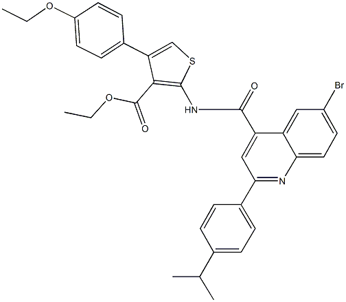 ethyl 2-({[6-bromo-2-(4-isopropylphenyl)-4-quinolinyl]carbonyl}amino)-4-(4-ethoxyphenyl)-3-thiophenecarboxylate 구조식 이미지