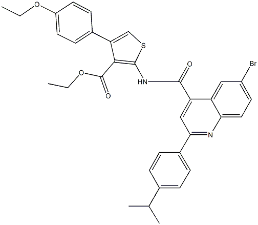 ethyl 2-({[6-bromo-2-(4-isopropylphenyl)-4-quinolinyl]carbonyl}amino)-4-(4-ethoxyphenyl)-3-thiophenecarboxylate Structure