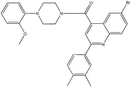 6-bromo-2-(3,4-dimethylphenyl)-4-{[4-(2-methoxyphenyl)-1-piperazinyl]carbonyl}quinoline 구조식 이미지