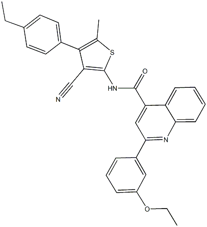 N-[3-cyano-4-(4-ethylphenyl)-5-methyl-2-thienyl]-2-(3-ethoxyphenyl)-4-quinolinecarboxamide 구조식 이미지