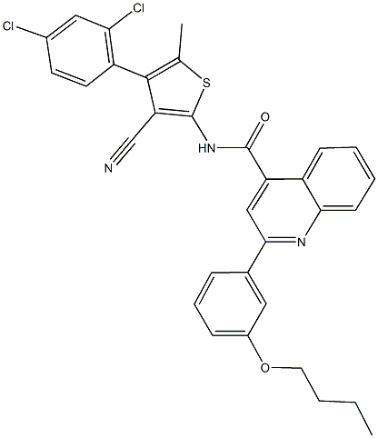 2-(3-butoxyphenyl)-N-[3-cyano-4-(2,4-dichlorophenyl)-5-methyl-2-thienyl]-4-quinolinecarboxamide 구조식 이미지